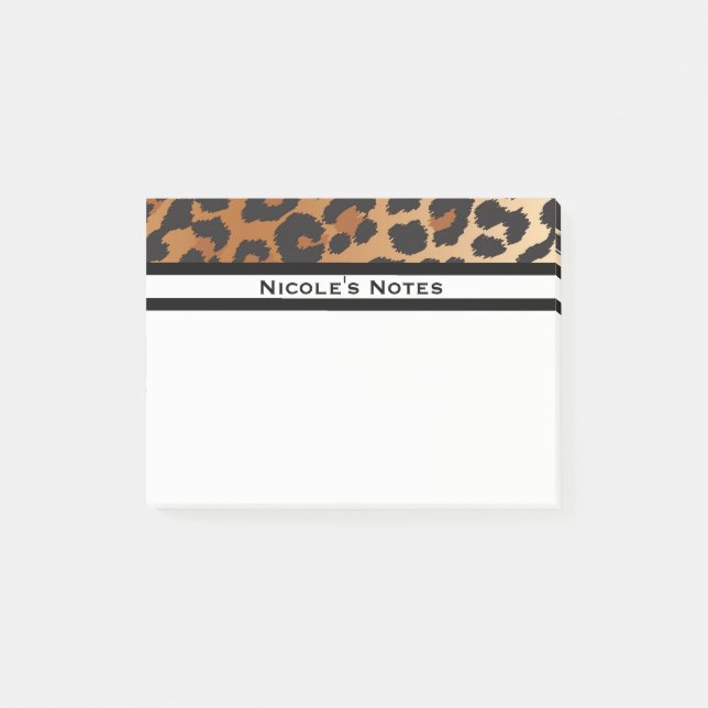Leopard Cheetah Animal Print Trendy Personalized Post-it Notes (Front)