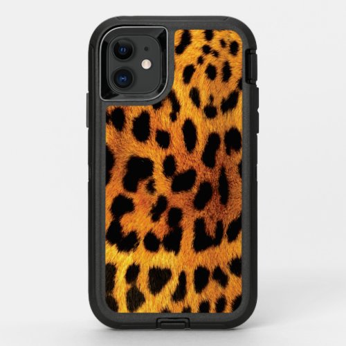 Leopard Cheetah animal print wild safari look OtterBox Defender iPhone 11 Case