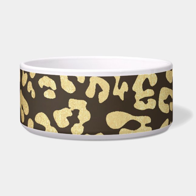 Leopard Cheetah Animal Skin Print Gold Glam Chic Bowl (Front)