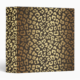 Leopard Cheetah Animal Skin Print Modern Glam Gold 3 Ring Binder