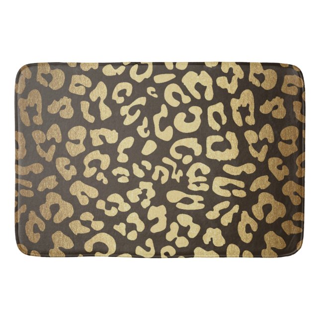 Leopard Cheetah Animal Skin Print Modern Glam Gold Bathroom Mat (Front)