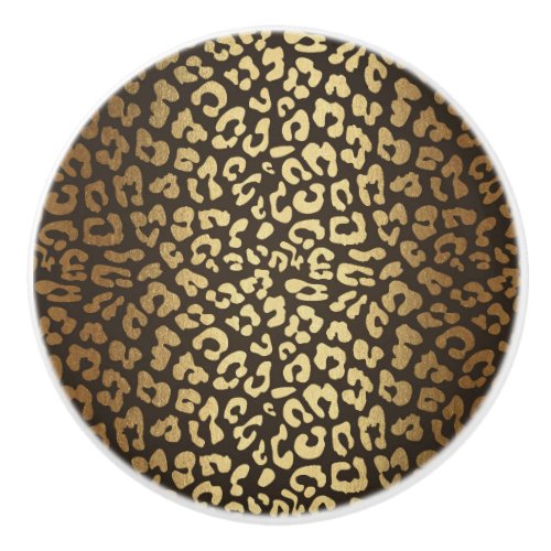 Leopard Cheetah Animal Skin Print Modern Glam Gold Ceramic Knob