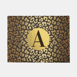 Leopard Cheetah Animal Skin Print Modern Glam Gold Doormat