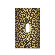 Leopard Cheetah Animal Skin Print Modern Glam Gold Light Switch Cover