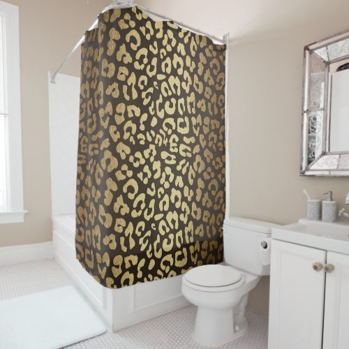 Leopard Cheetah Animal Skin Print Modern Glam Gold Shower Curtain