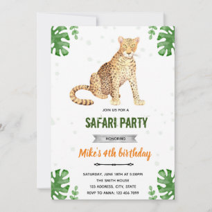 Leopard cheetah birthday invitation