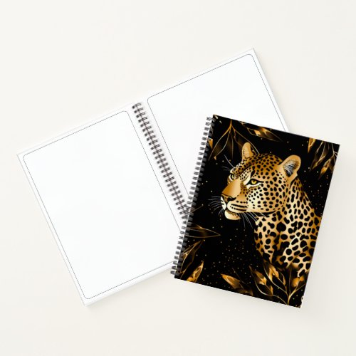 Leopard Cheetah Black Gold Sketchbook Notebook