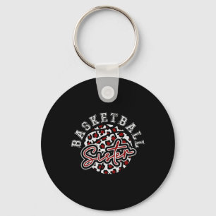 Leopard Cheetah Bysketbyll Sister Keychain