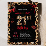 Leopard Cheetah Cherry 21st Birthday Invitation<br><div class="desc">Leopard Cheetah Cherry 21st Birthday Invitation</div>