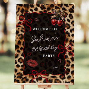 Leopard Cheetah Cherry Birthday Welcome Foam Board