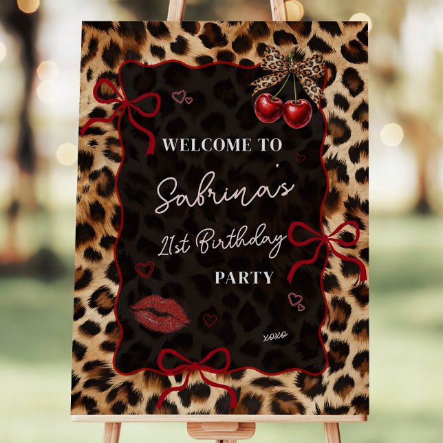 Leopard Cheetah Cherry Birthday Welcome Foam Board (Creator Uploaded)