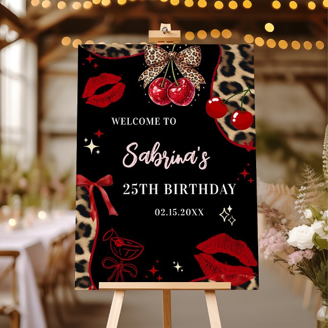 Leopard Cheetah Cherry Birthday Welcome Foam Board (Creator Uploaded)