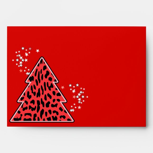 Leopard cheetah Christmas Tree Envelope (Front)