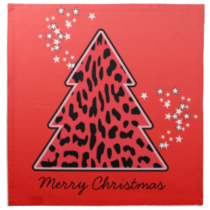Leopard cheetah Christmas Tree Napkin