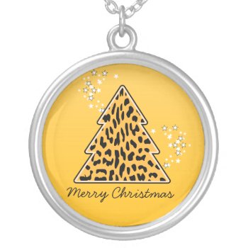 Leopard Cheetah Christmas Tree Necklace by Silvianna at Zazzle
