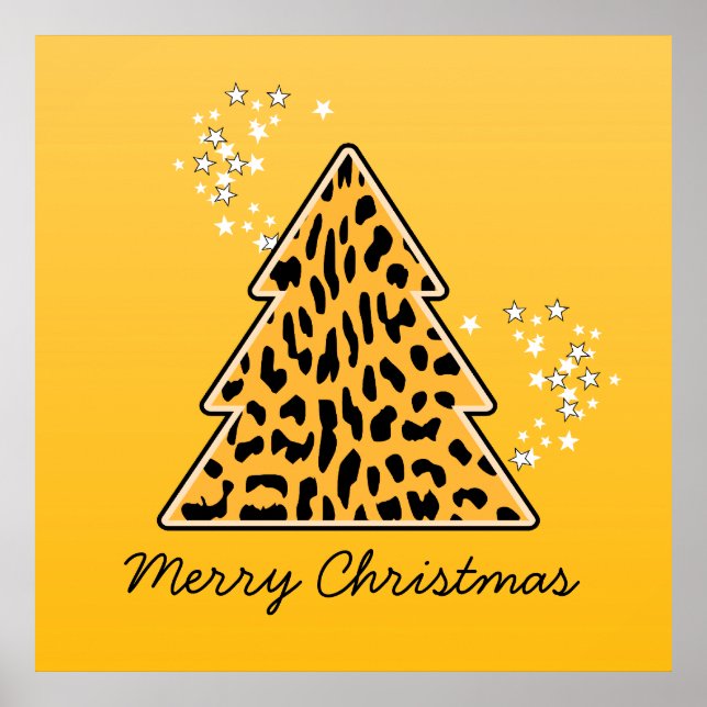 Leopard cheetah Christmas Tree Poster (Front)