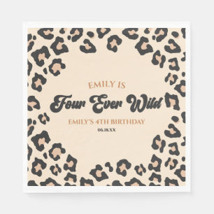 Leopard Cheetah Four Ever Wild 4th Birthday Party Napkins