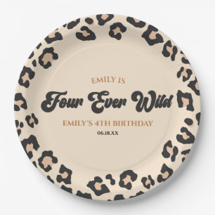 Leopard Cheetah Four Ever Wild 4th Birthday Party Paper Plates