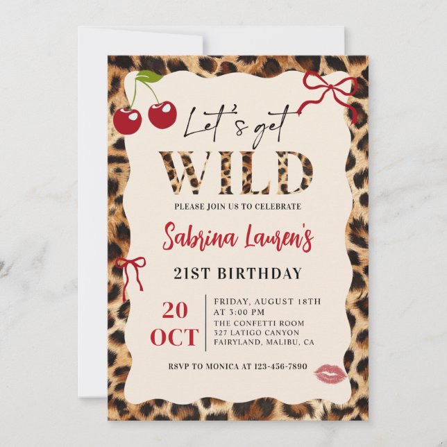 Leopard Cheetah Let’s Get Wild Birthday Invitation (Front)