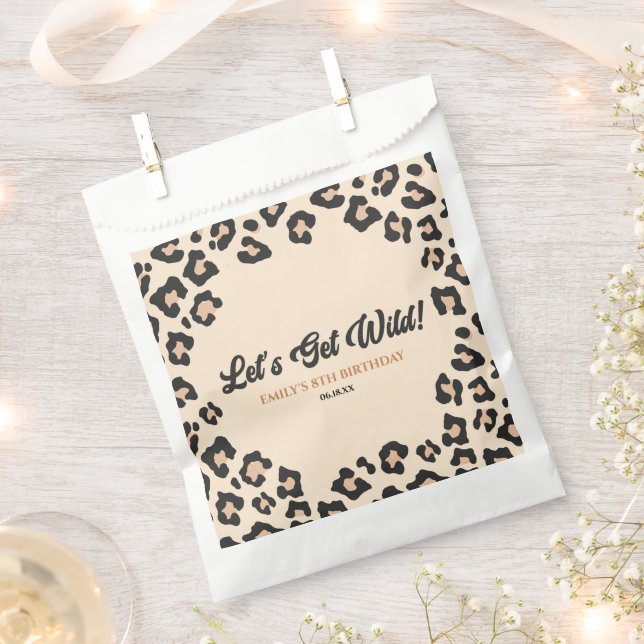 Leopard Cheetah Let's Get Wild! Birthday Party Favor Bag (Clipped)