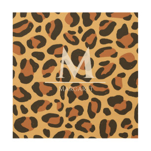 Leopard Cheetah Monogram Personalized Wood Wall Art