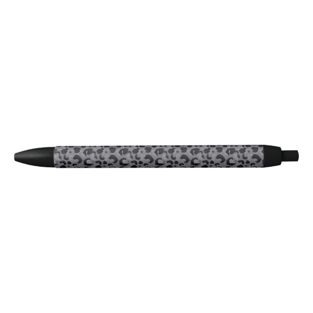 Leopard Cheetah Pattern Dark Grey Black Pen (Front)