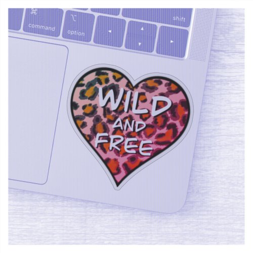 leopard cheetah pattern  wild and free heart  sti sticker