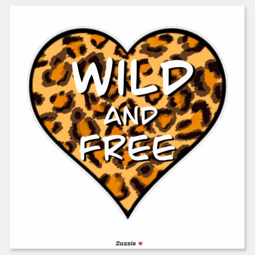 leopard cheetah pattern  wild and free heart  sti sticker