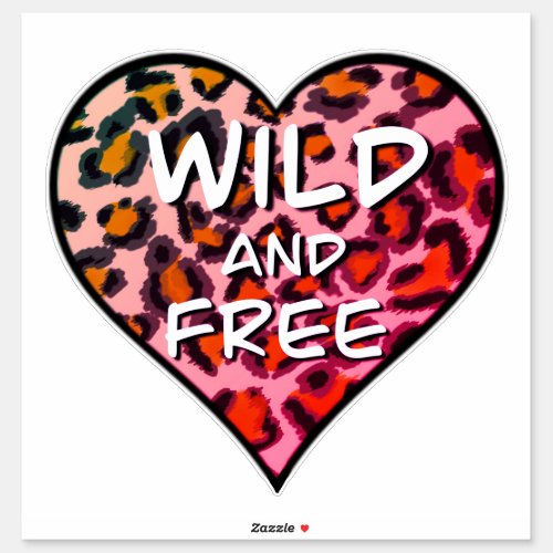 leopard cheetah pattern  wild and free heart  sti sticker