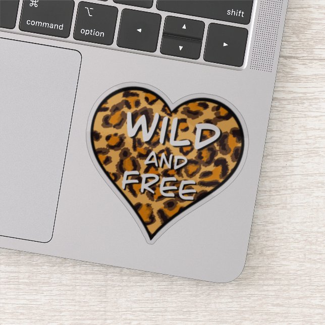 leopard cheetah pattern | wild and free heart  sticker (Detail)