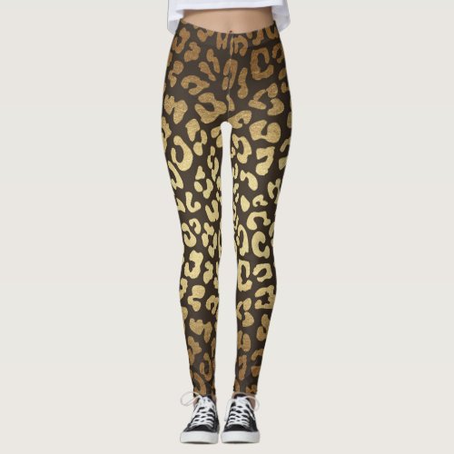 Leopard Cheetah Print Animal Skins Gold Ombre Leggings