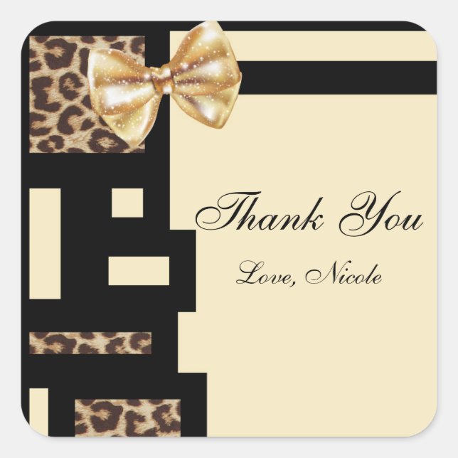 Leopard Cheetah Print Color Block Sticker Label (Front)
