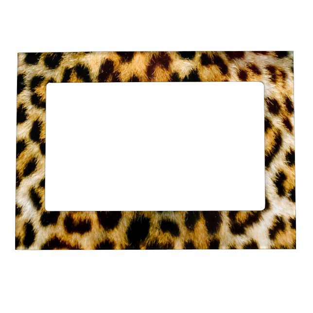 Leopard Cheetah Print Faux Fur Magnetic Picture Frame (Front)