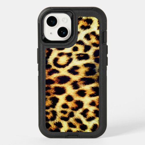 Leopard Cheetah Print Faux Fur OtterBox iPhone 14 Case