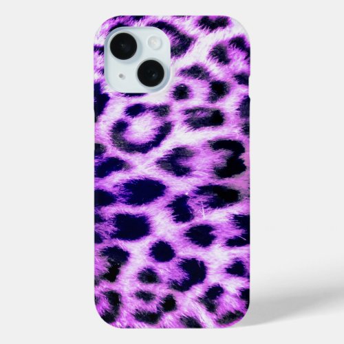 Leopard Cheetah Print Faux Fur pink iPhone 15 Case