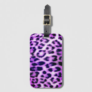 Leopard Cheetah Print Faux Fur pink Luggage Tag