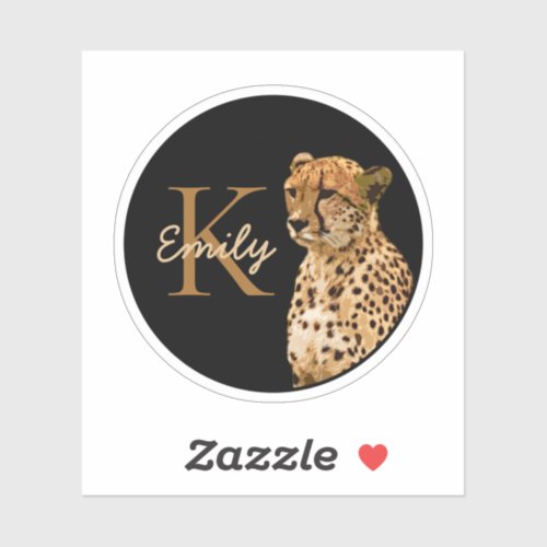 leopard Cheetah Print monogram Initial name Sticker