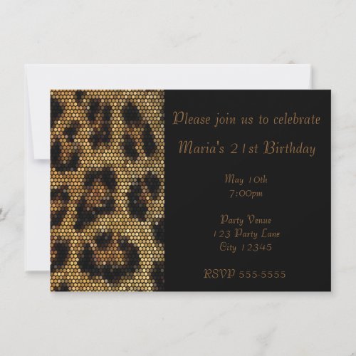 Leopard Cheetah Print Sparkle Party Invitation