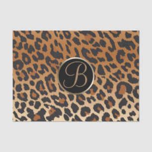 Leopard Cheetah Print Spot Monogram Letter Initial Tissue Paper