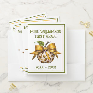 Leopard Cheetah Print Teacher's Apple Pocket Folder