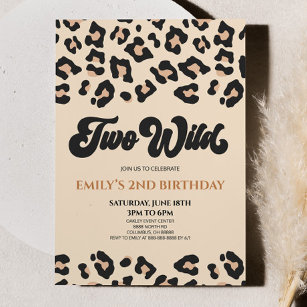 Leopard Cheetah Print Two Wild 2nd Birthday Party Invitation