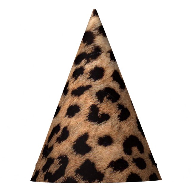 Leopard Cheetah Print Wild Jungle Birthday Party Hat (Front)