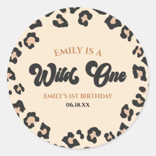 Leopard Cheetah Print Wild One 1st Birthday Party Classic Round Sticker