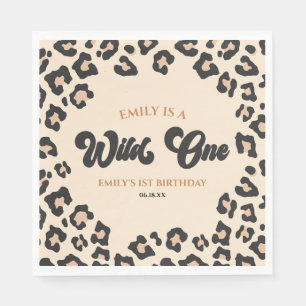 Leopard Cheetah Print Wild One 1st Birthday Party Napkins