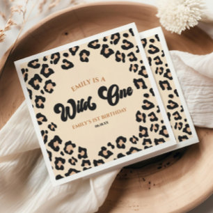 Leopard Cheetah Print Wild One 1st Birthday Party Napkins