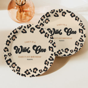 Leopard Cheetah Print Wild One 1st Birthday Party Paper Plates