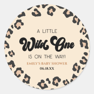 Leopard Cheetah Print Wild One Baby Shower Classic Round Sticker
