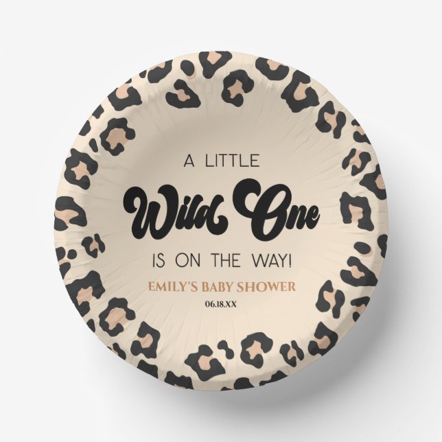 Leopard Cheetah Print Wild One Baby Shower Paper Bowls (Front)