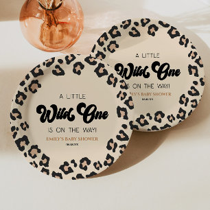Leopard Cheetah Print Wild One Baby Shower Paper Plates