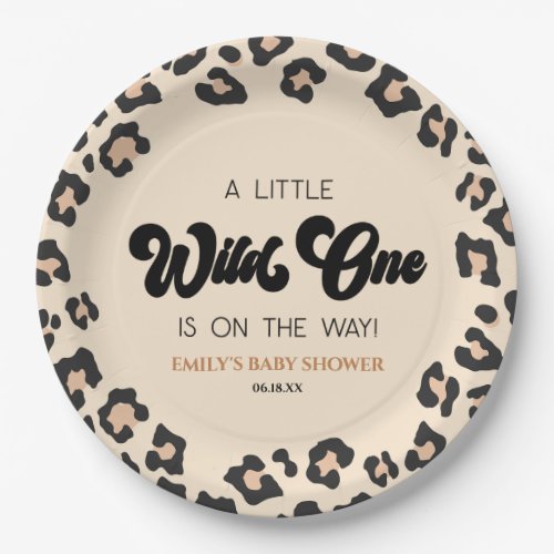 Leopard Cheetah Print Wild One Baby Shower Paper Plates